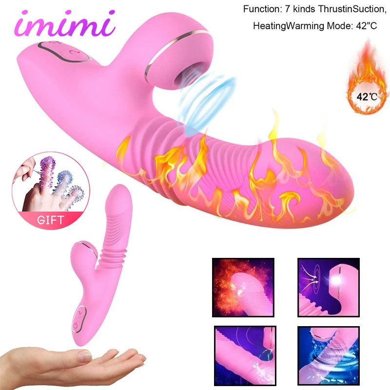 Double Penetration Vaginal Vibrator Heating Dildo Magic Wand Stimulate Clitoris Massager Sex Nipple Sucker Vibrators for Women