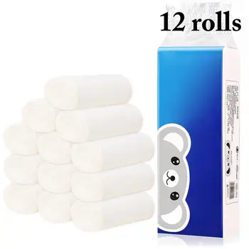 

12 Rolls Toilet Paper Soft Absorbent 4-Layer Hand Tissue Paper Bath Tissue Paper for Home