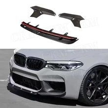 Передний бампер из углеродного волокна для губ, спойлер для BMW 5 серии F90 M5, передний бампер, защита для подбородка автомобиля