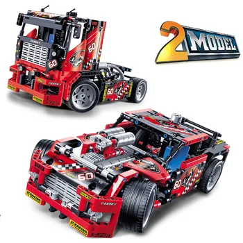 

Race Truck Car 2 In 1 Transformable Firefighting Truck Deformable Motorcycle Compatible Lepining Technic Building Blocks Toys