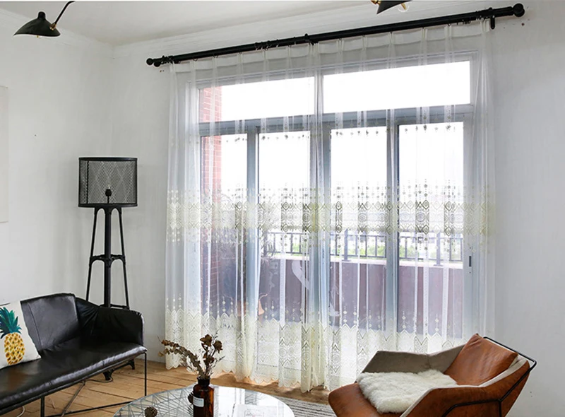 Европейские марлевые шторы из пряжи, Белый Тюль, для гостиной, спальни, на окно, с вышивкой, готовая ткань на заказ, отвесная занавеска