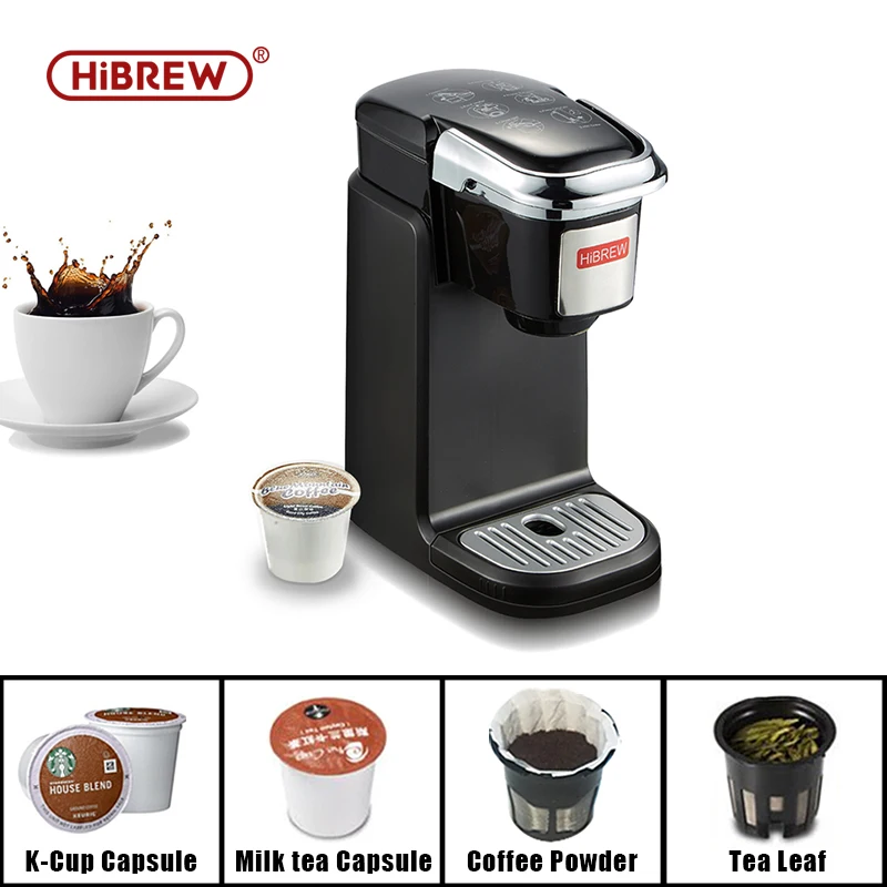 HiBREW Cafetera de uso con cápsulas para el hogar, máquina de cafés de un  solo servicio, para cápsula tipo k cup y café molido a través de filtro,  sirve para hacer té
