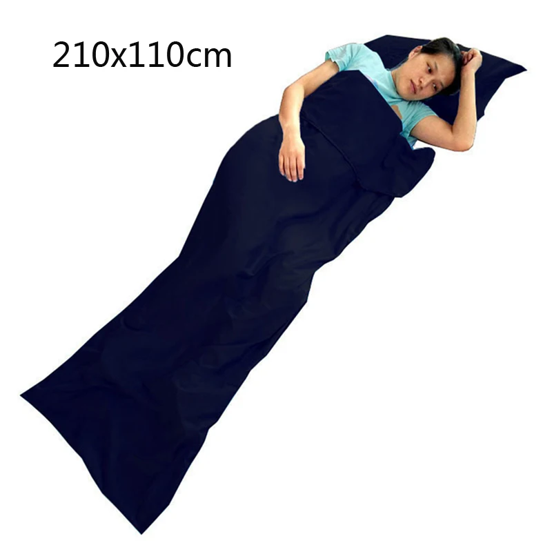 Navy blue 210x110cm Новинка, спальный мешок, конверт, спальный мешок, вкладыш с портативной сумкой для переноски, для путешествий, кемпинга, пеших прогулок - Цвет: Navy blue 210x110cm