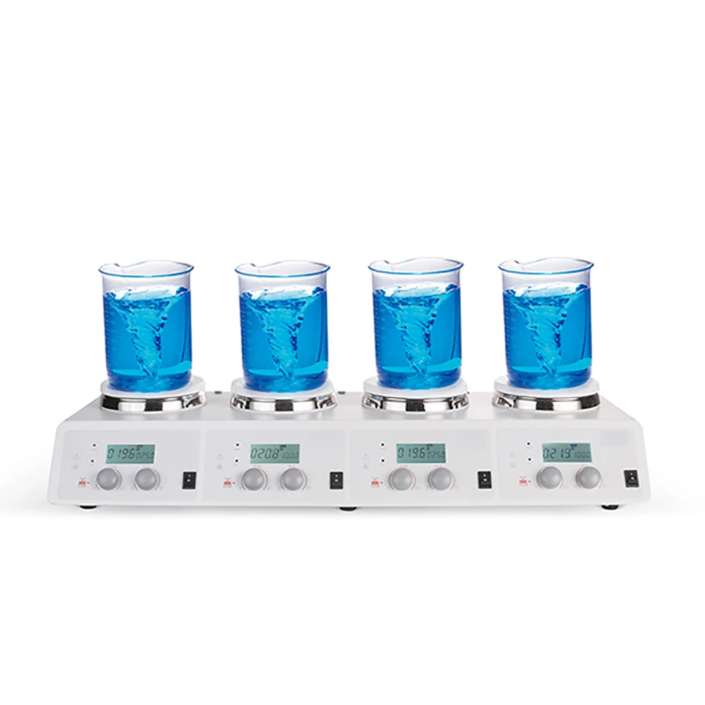 LCD CNC 가열 4 채널 자기 교반기 세라믹 코팅 디스크 실험실 용품