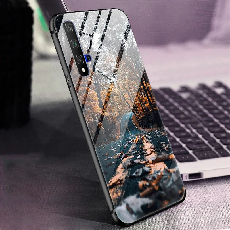 Чехол для huawei Nova 5 t, черный силиконовый бампер, жесткая задняя крышка для huawei Nova 5T Nova5t 5 t, чехол для телефона, закаленное стекло
