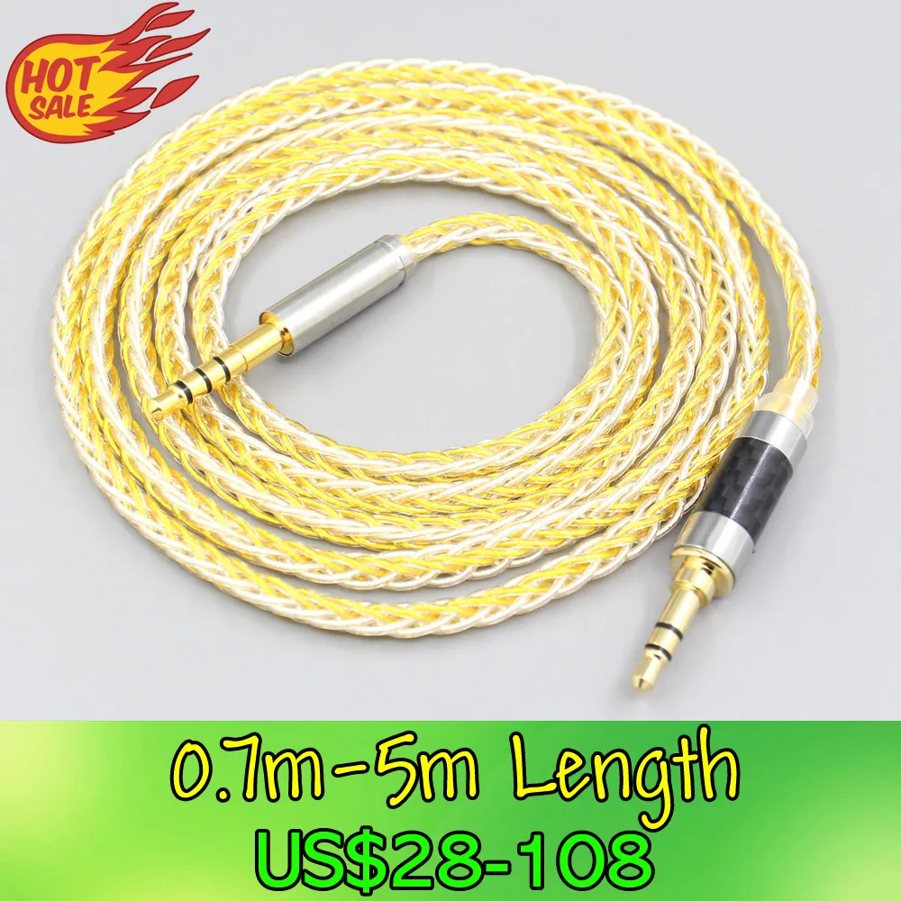 

LN007269 8 Core Silver Gold Plated Braided Earphone Cable For Plantronics BackBeat Sense 505 Oppo PM-3