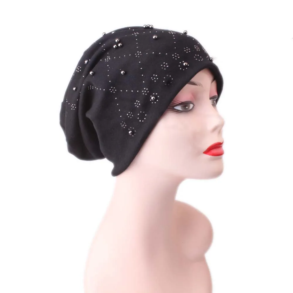 

Fashion Women Clothes hat Warm Winter Unisex Hot Drilling Crochet Thicker Knit Beanie Caps Hat Scarf Multifunction Casual Hat