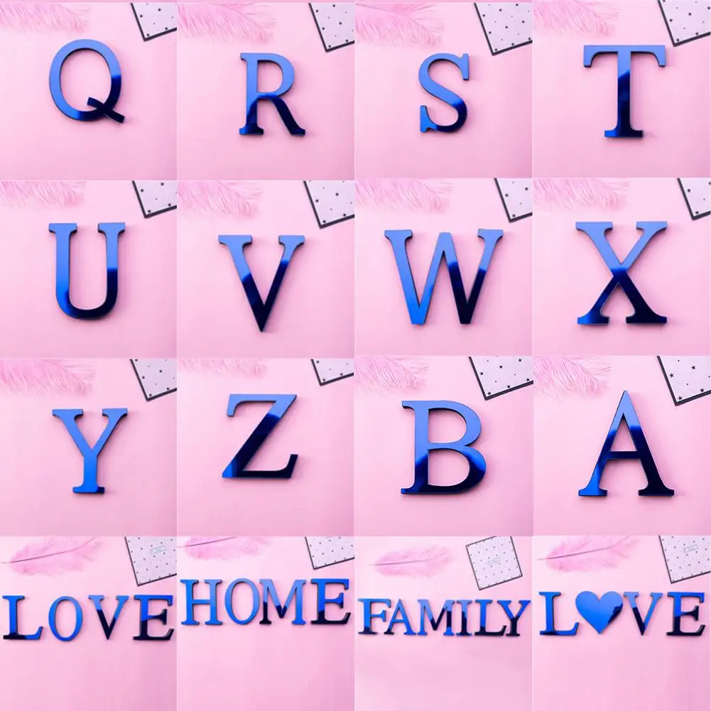 Искусственный алфавит акриловые зеркальные письма домашняя Серебряная