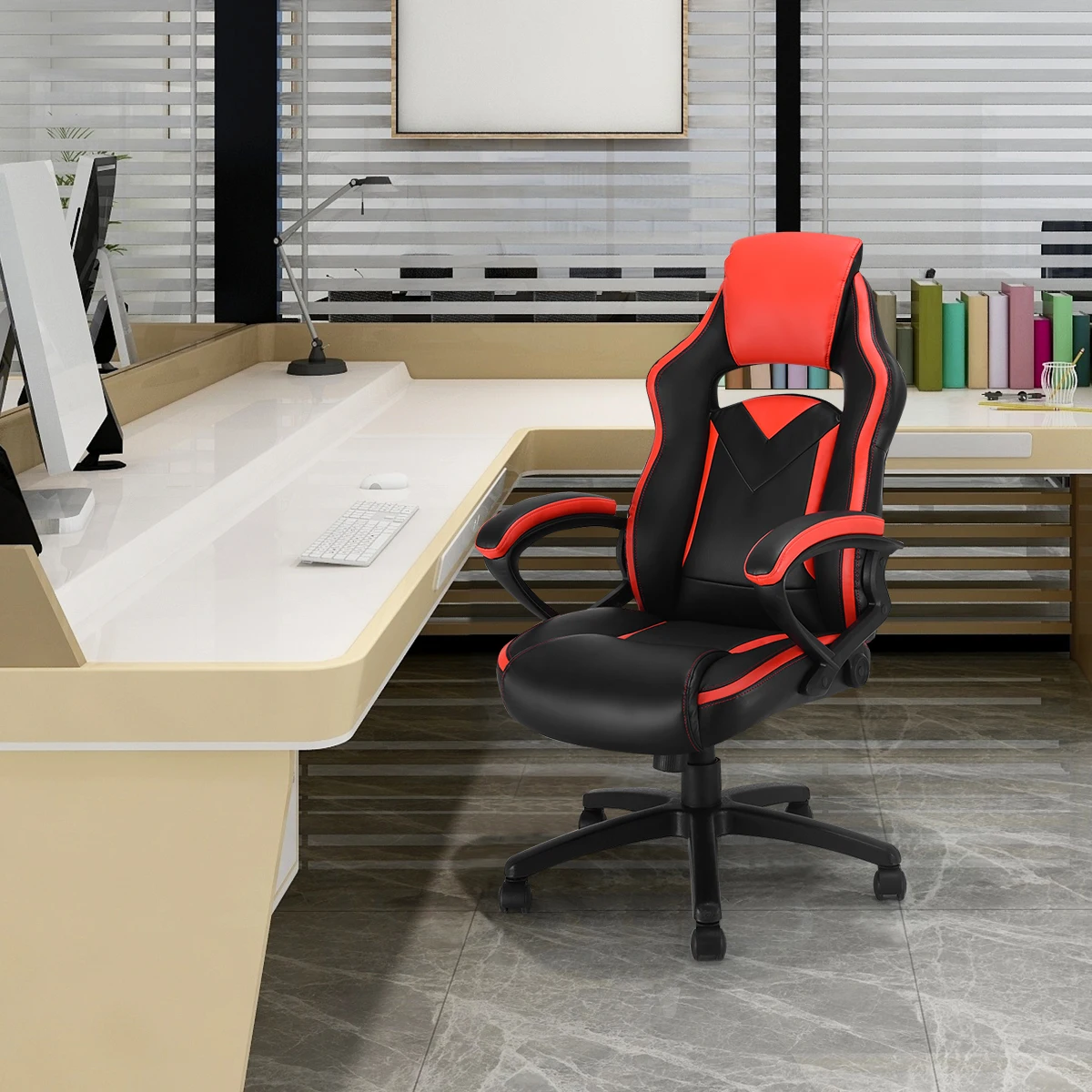 Costway Gaming Chair Executive Office Chair Racing Style Desk Task Computer Chair Swivel