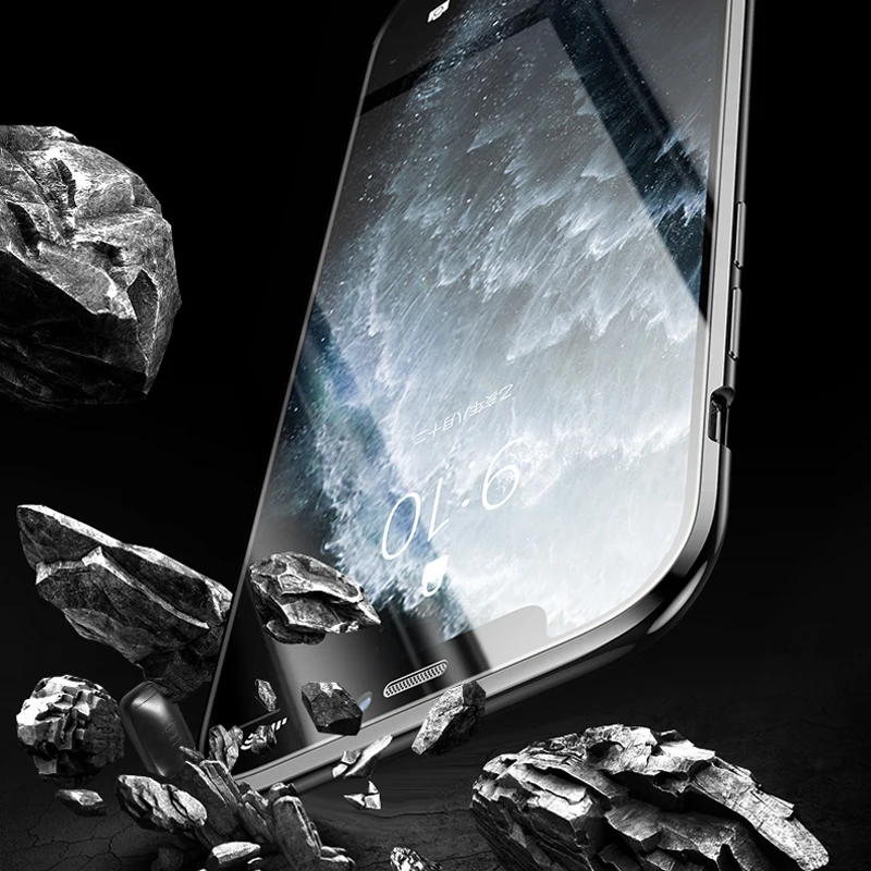 Роскошный чехол для Apple iPhone 11/Pro/Max чехол полностью защищающий телефон Магнитный задний экран из закаленного стекла и алюминия металлический чехол