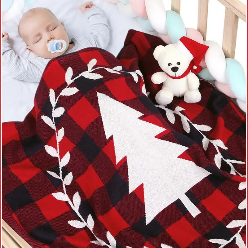 

Christmas Tree Printing Cotton Solid Knitted Newborn Baby Blankets Bebes Stroller Bedding Quilts Toddler Swaddling Wrap Blanket