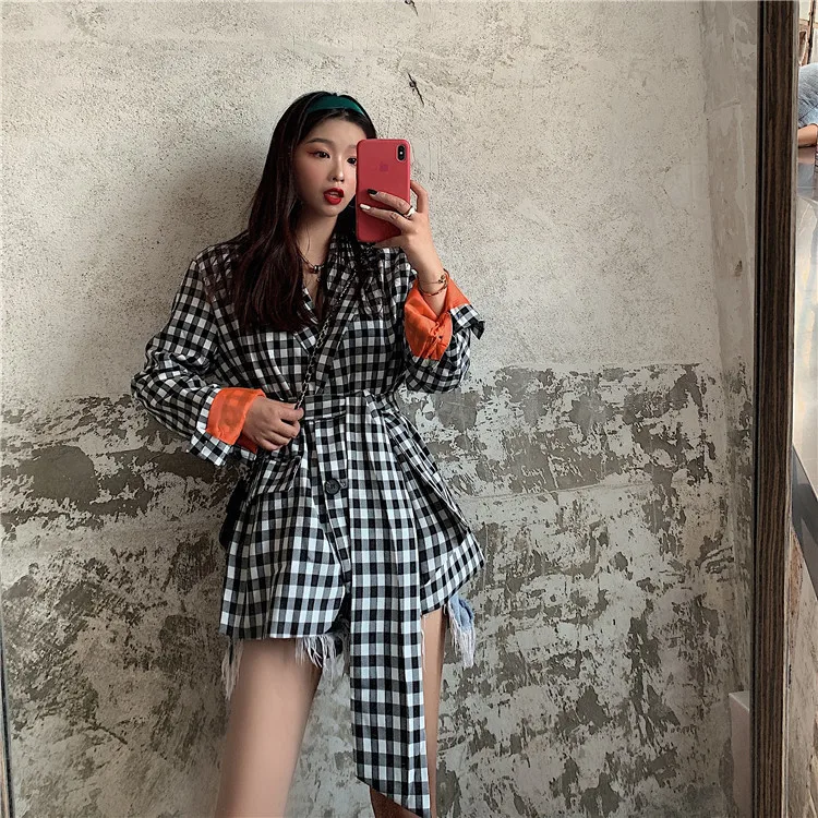 

Fox Mrs. Western Style INS Cuff Contrast Colors Small Suit Coat Women's Autumn Loose-Fit Versatile Casual Blazer