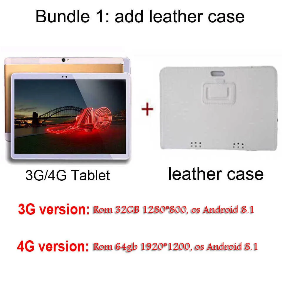 add leather case Google Play 10 дюймов Android 8,1 планшеты ПК 4 ГБ ОЗУ 64 Гб ПЗУ 8 ядер Восьмиядерный 3G 4G LTE Wifi FM A-GPS Bluetooth детский планшет 10,1 - Комплект: add leather case