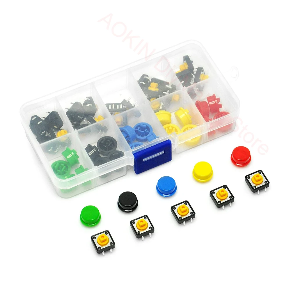 25 Pcs Momentary Tactile Push Button Touch Micro Switch 4P PCB w/Cap 12x12x7.3mm 
