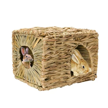 

Rabbit Straw House Natural Grass Cage Hut Pet Small Animal Grassy Nest Warm House Handmade Cage For Winter Small Animals Supply