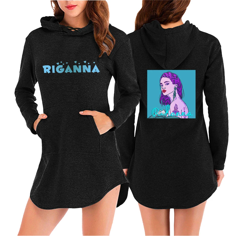 Толстовки Rihanna женские с принтом брендовая Женская Спортивная толстовка с капюшоном повседневные пуловеры с длинным рукавом плюс размер дропшиппинг