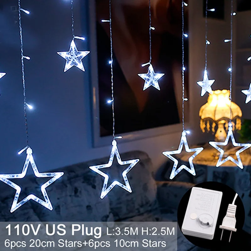 US Light HUIRAN 20 светодиодный светильник-гирлянда со снежинками, рождественские украшения, декор для елки, рождественские украшения для дома Navidad Noel - Цвет: US Light