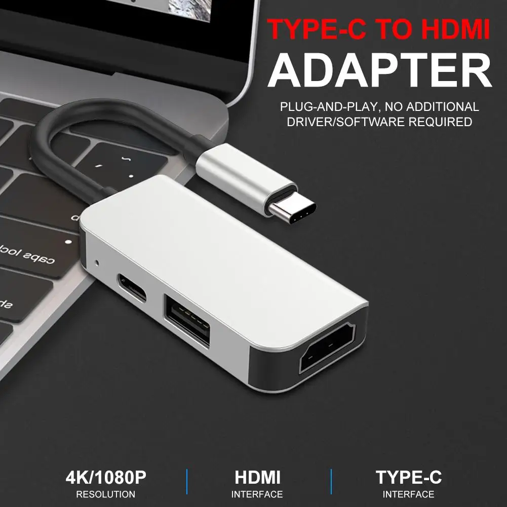 USB C к HDMI цифровой многопортовый концентратор адаптер тип-c к HDMI 4K адаптер с USB 3,0 USB-C 3,1 Для MacBook12 Mac Pro13