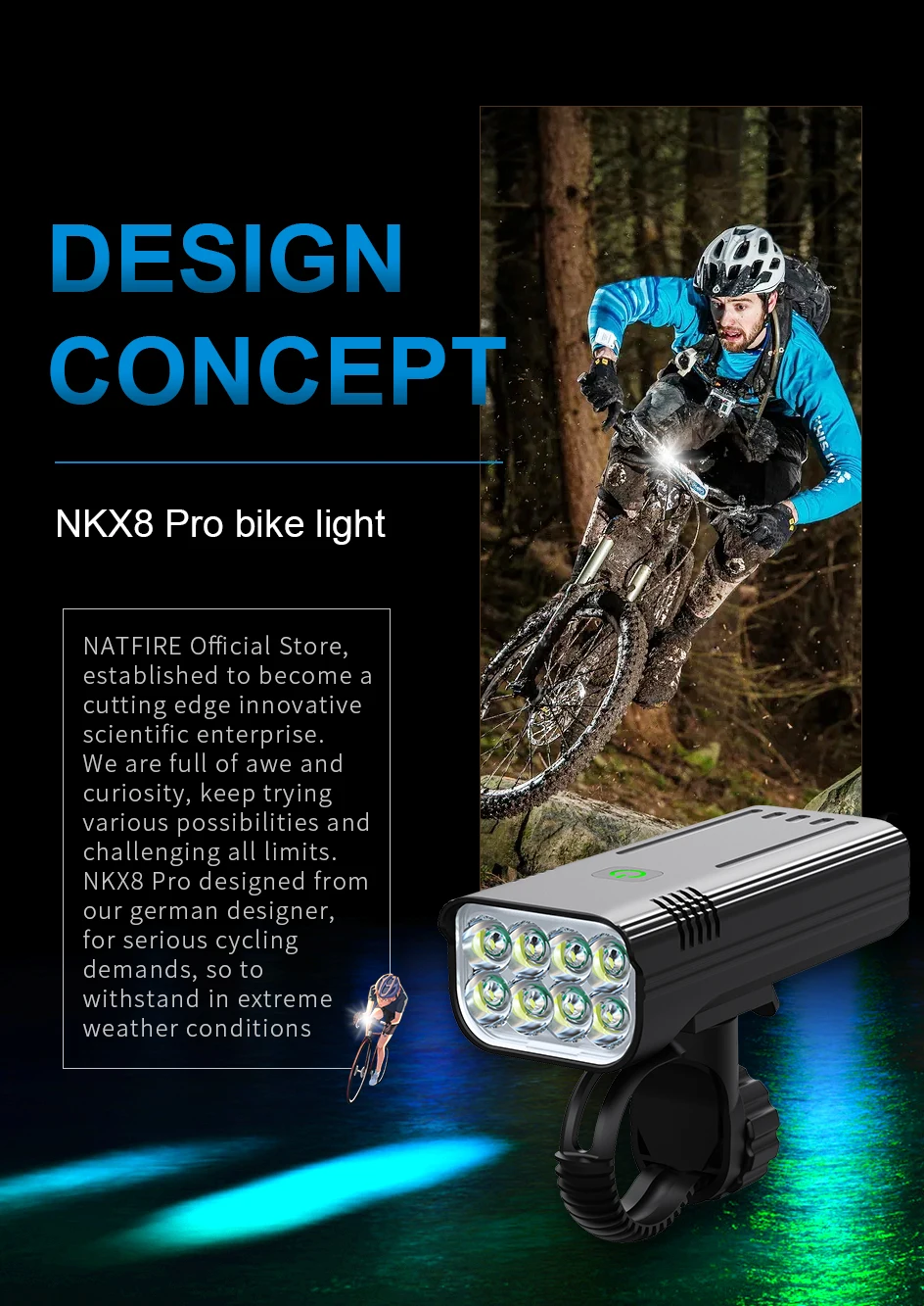 2022 Upgrade Powerful Bike Lights Front and Back 8 LED Super Bright USB Rechargeable Bicycle Headlight 17+ Hours NKX8