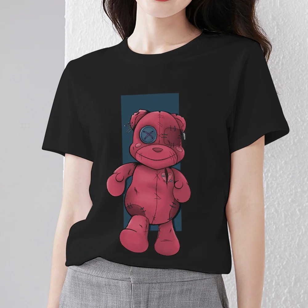 Summer Women's Fashion T-shirt Cartoon Teddy Bear 3D Printing Series Personality Trend All-match O-neck Top One Drop Delivery couple t shirt Tees