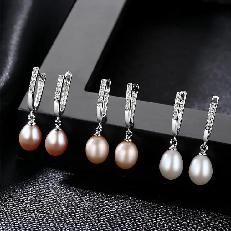 

[MeiBaPJ]Natural Freshwater Pearl Fashion Drop Earrings Real 925 Sterling Silver Fine Charm Jewelry for Women