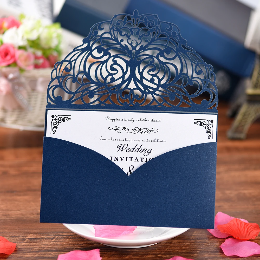  20Pcs Wedding Invitation Cards Pearl Paper Invitation Cards for Wedding Invitation Holder Wedding B - 4.00033E+12