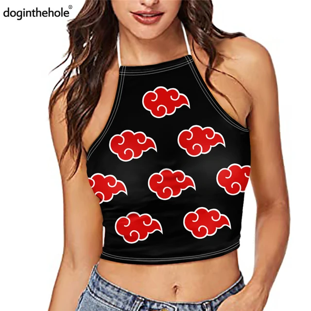 Cropped Nuvem Vermelha Akatsuki Croped Anime Naruto Blusinha