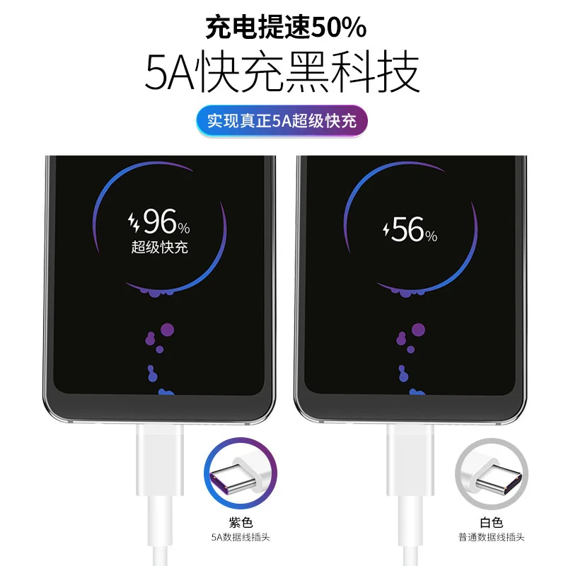 Tape C Cables 5A Supercharge Fast Charging Cable For Huawei Samsung Xiaomi Vivo Oppo Android Mobile Phone