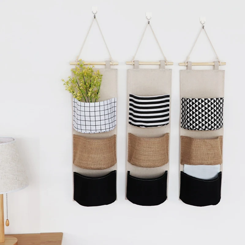 Exquisite Wall Hanging Organizer Bag Toys Decor Pocket Pouch Cloth Sundries Container Save Space Green Home Storage Supplies