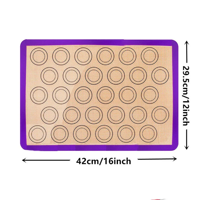30 round Purple 1 шт. Премиум силикон стекловолокно выпечка пирожных макарон коврик антипригарный силиконовый вкладыш для противни для выпекания прокатки макаруна кондитерские изделия для приготовления печенья - Цвет: 30 round Purple