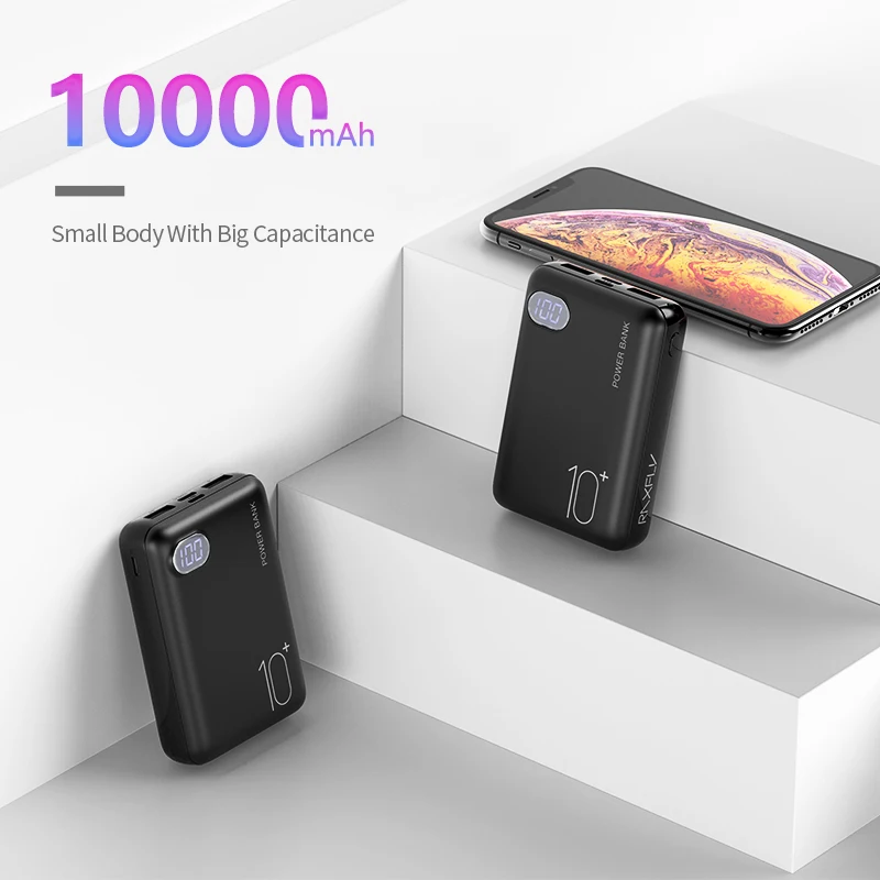 RAXFLY mi ni mi power Bank, 10000 мА/ч, два USB, портативное зарядное устройство, power bank для Xiao mi, внешний аккумулятор, повербанк, 3 входа