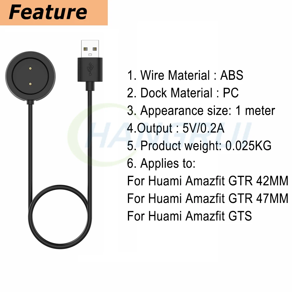 Hangrui USB зарядное устройство адаптер для Huami Amazfit GTR 42/47 мм проводной часы зарядное устройство для Amazfit GTS Смарт часы зарядка аксессуары
