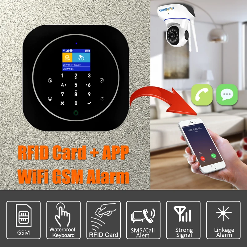 Wifi GSM система домашней сигнализации IOS Android Tuya приложение RFID lcd сенсорная клавиатура 433 МГц беспроводной датчик комплект сигнализации 11
