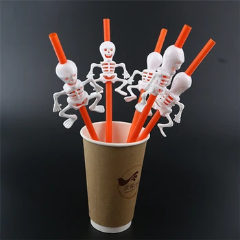 DHL 500pcs Halloween Horror Spider Skull Pumpkin Drinking Straw Halloween Decoration DIY Straws Photo Props for Bar Party