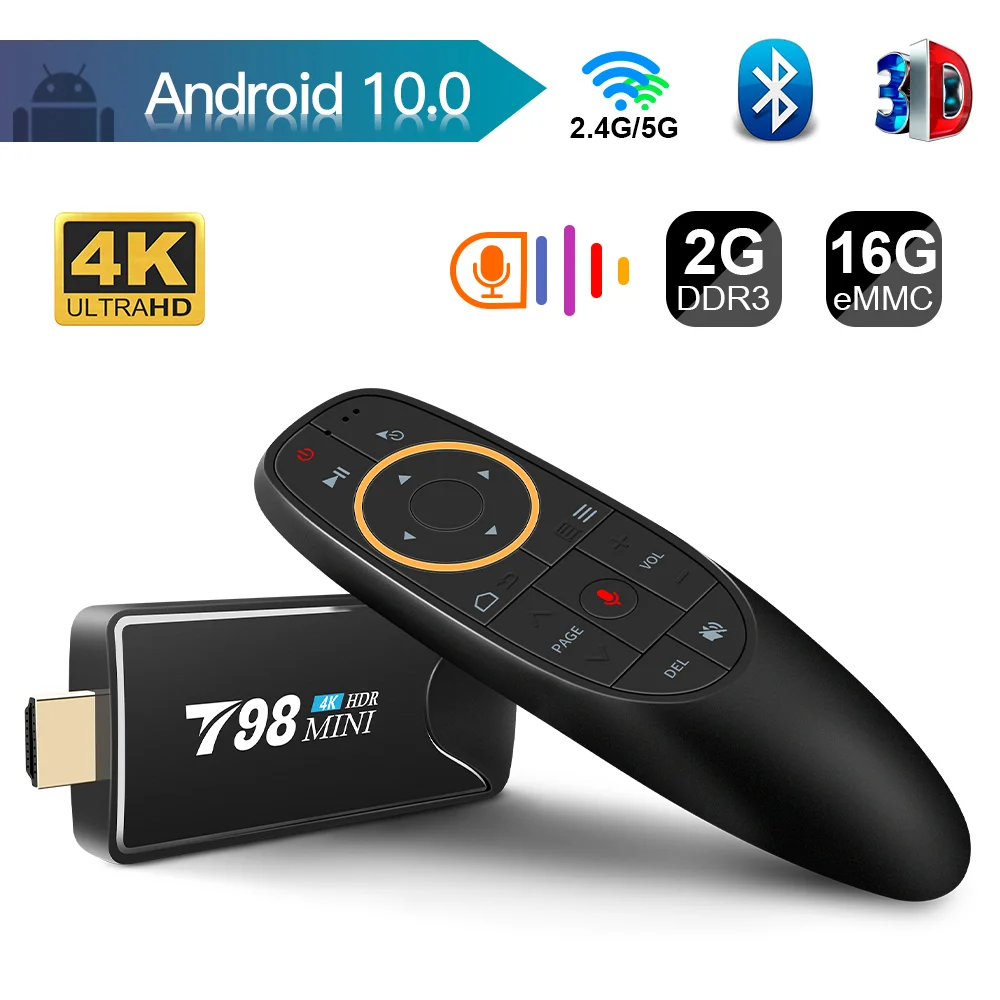 TV box android 10 Mini TV Stick 4K H.265 Media Player 3D Video 2.4G 5G Wifi Bluetooth Smart TVBox Set top box TV receiver