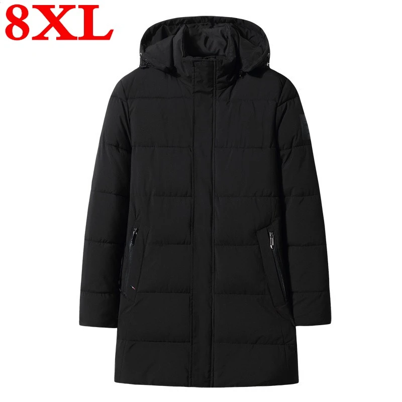 Большие размеры 8XL 7XL 6XL Новая зимняя мужская куртка с высококачественной тканью отстегивающаяся шапка для мужского теплого пальто простое Мужское пальто