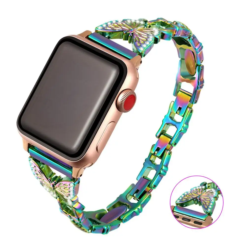 

Diamond Slim Strap for Apple Watch Band 40mm 44mm series 6 SE 5 4 3 2 1 Ladies fashion Bracelet watchband iwatch band 42mm 38mm