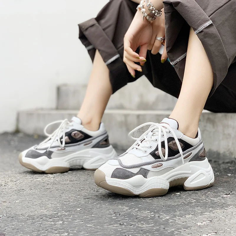 

Women Thick leather high-quality sneakers for women sneakers comfortable wild Casual shoes for women tenis feminino E18-02