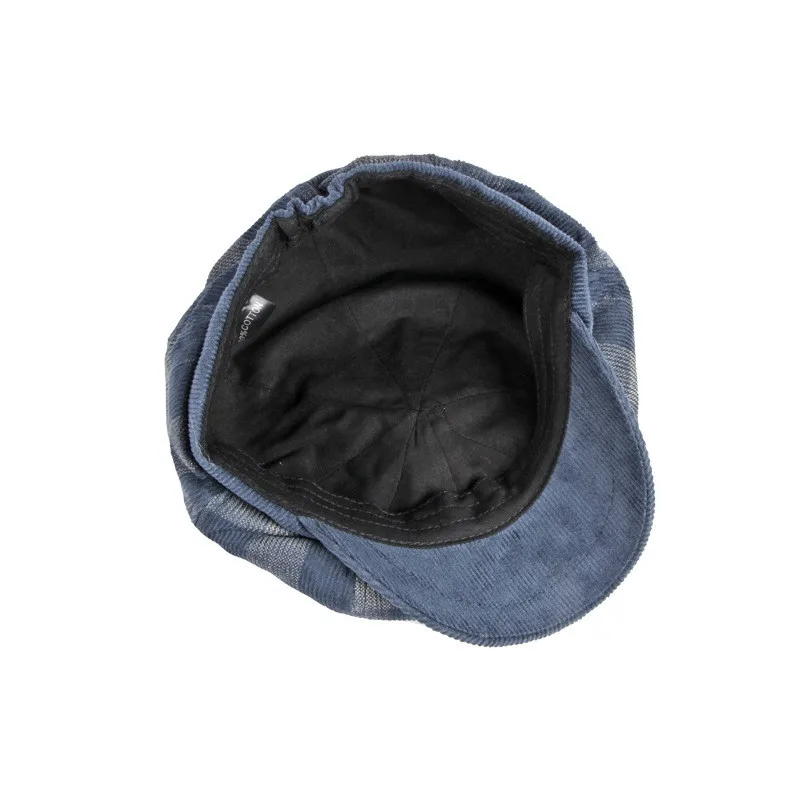 LDSLYJR  Spring Autumn Corduroy Plaid  Newsboy Caps Flat Peaked Cap Men and Women Painter Beret Hats 23