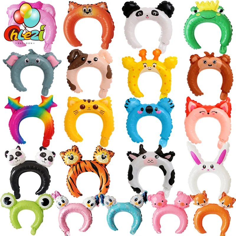 Toy Headband Balloon-Frog Animal Tiara Party-Decoration Tiger Panda-Fox Baby Shower Happy-Birthday