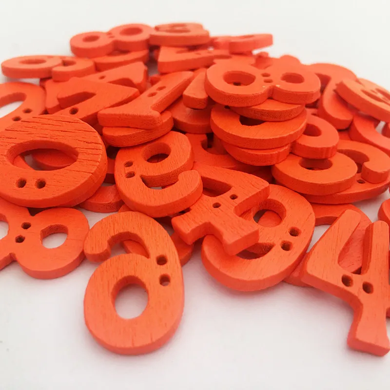 orange 100 шт Деревянные цвета 0-9 смешанные DIY цифры деревянные пуговицы для шитья ручной работы Скрапбукинг для шитья - Цвет: orange