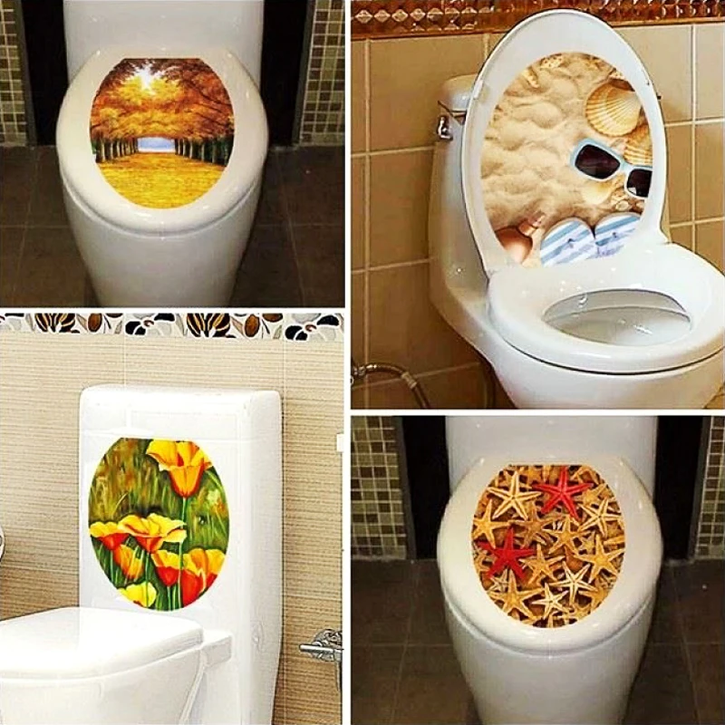 Водонепроницаемый Виниловый 3D чехол подставка для унитаза|Наклейки на стену| |