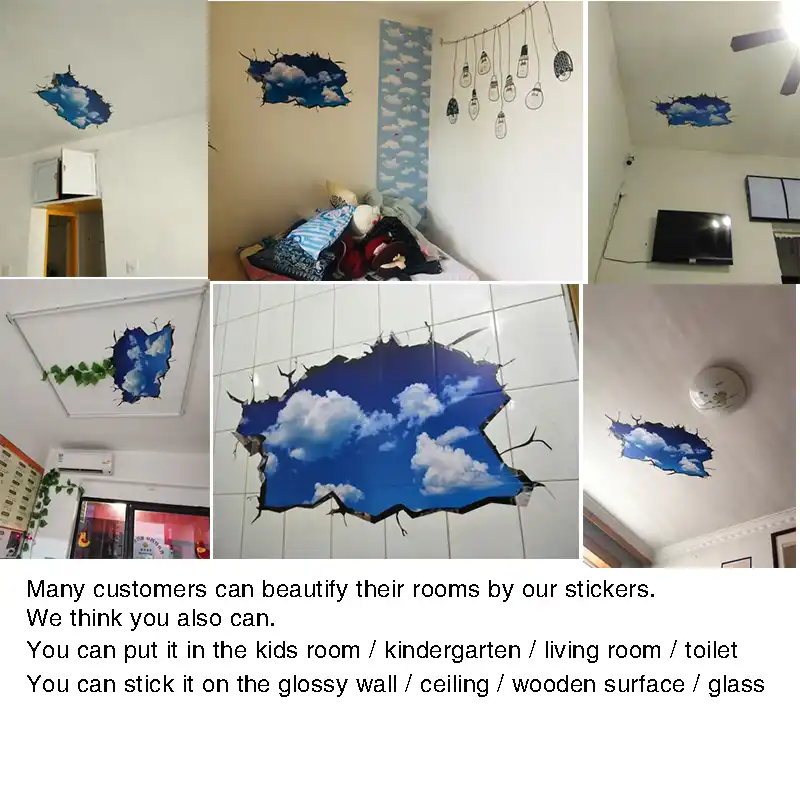 Shijuekongjian 3d Ceiling Stickers Vinyl Diy Sky Clouds Floor