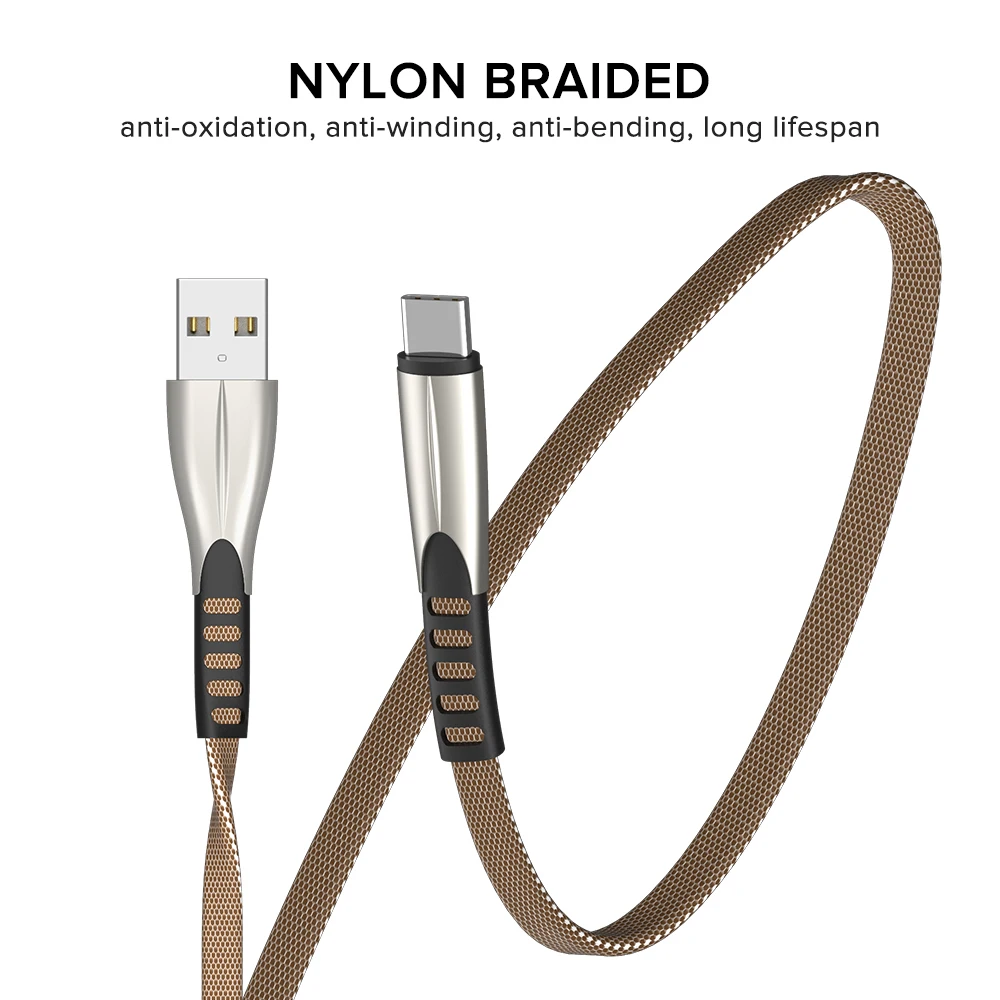 Кабель USB C 2 4 а нейлоновый мобильный телефон шнур для синхронизации данных LG HTC