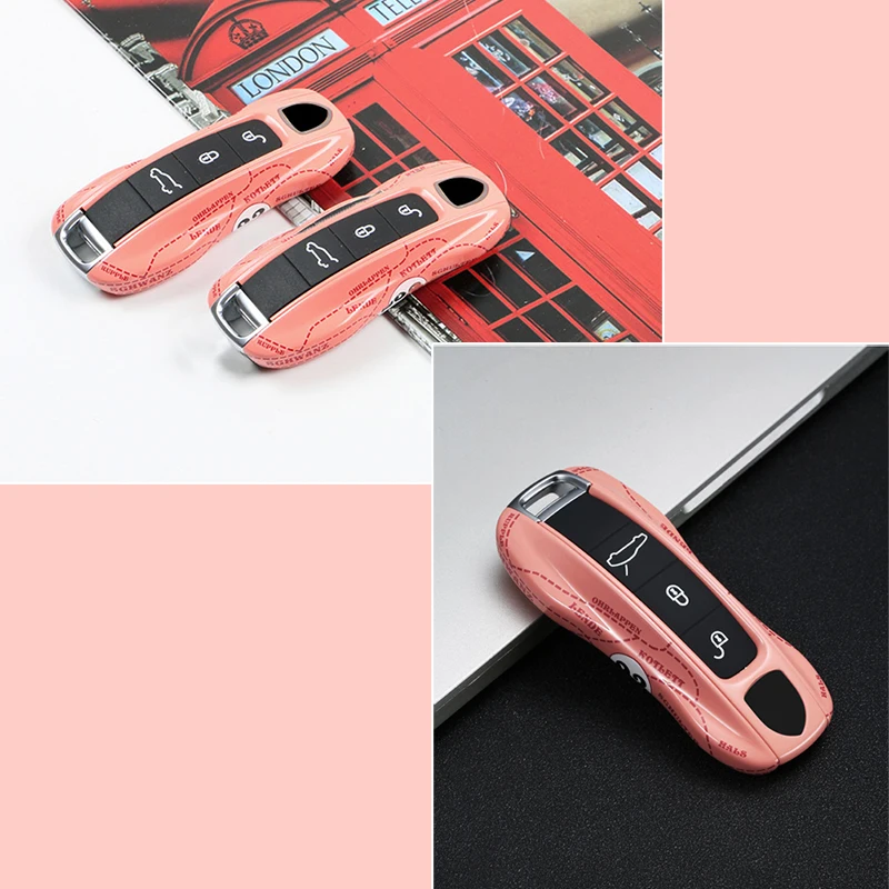 GTinthebox Pink Pig Limited Edition Design ABS 3-button Key Shell Holder Cover Case For 17-up Porsche Panamera& 19-up Cayenne