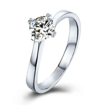 

White Gold Plated 925 Silver colo 0.5ct Moissanites Ring Jewlery Symmetrical four claws design Party Anniversary Gift M02D