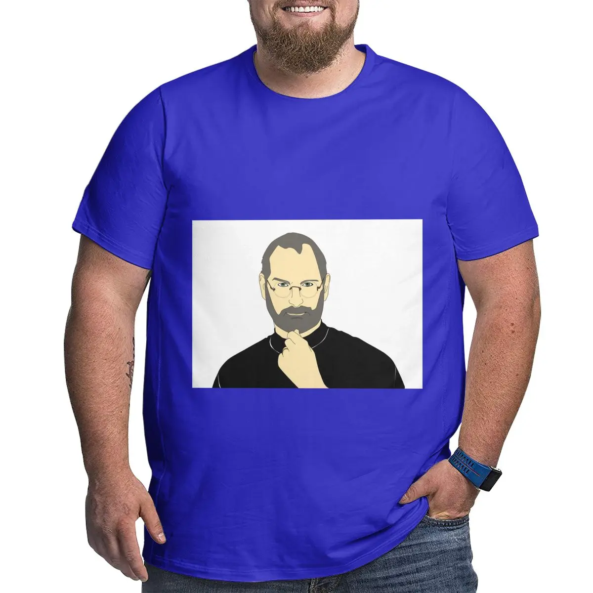 Синий Steve Jobs technology иллюстрация большой размер Мужская футболка - Цвет: Синий