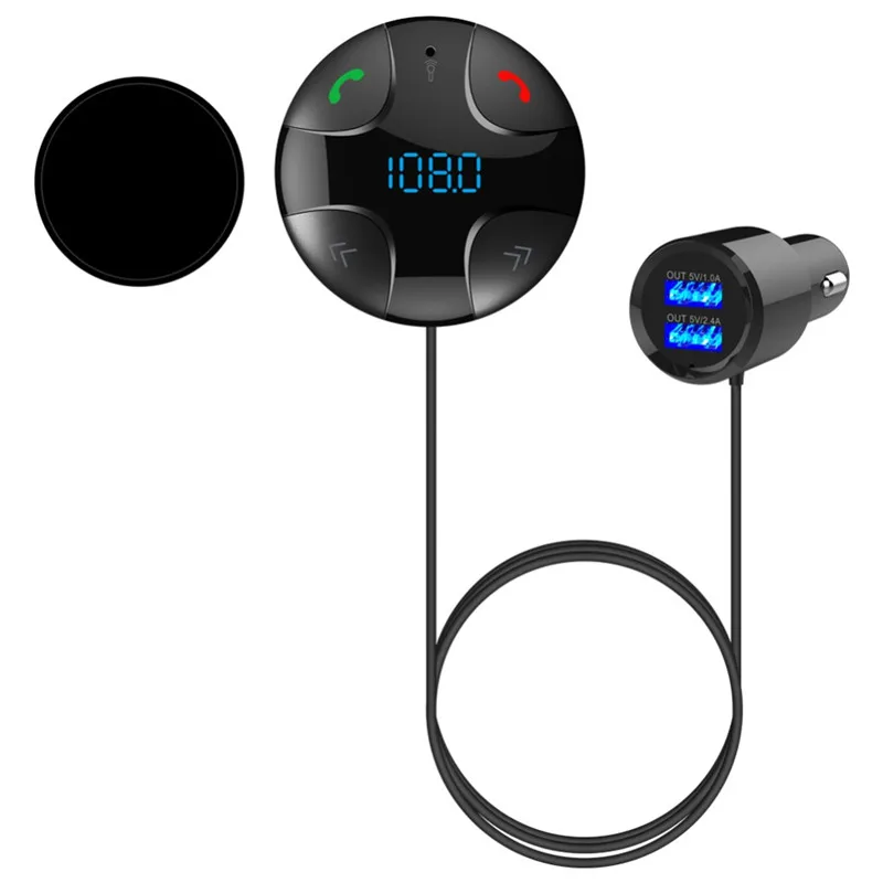 

USB Fast Car Charger Bluetooth Receiver Magnetic FM Transmitter Modulator Car AUX Wireless Radio Adapter MP3 Player & Microphone