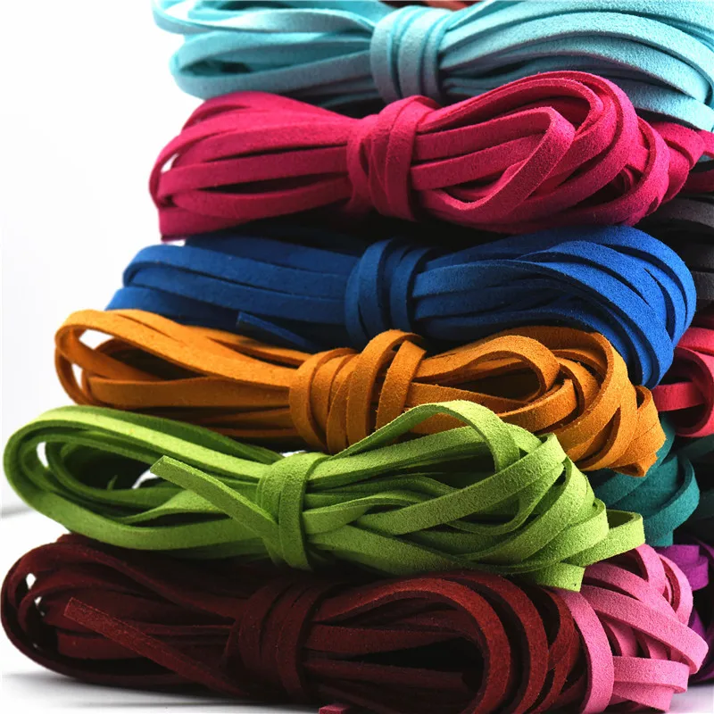 Multi-Color Flat Faux Suede Cord for DIY Jewelry Making - 5mm x 5m Roll