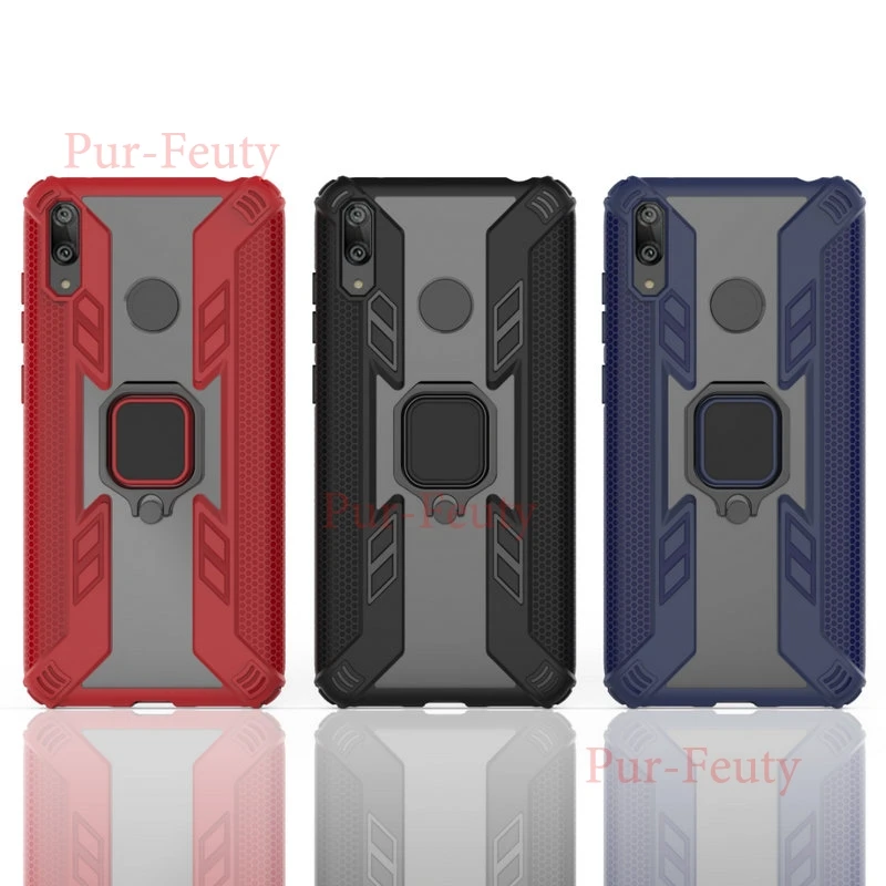 Чехол для huawei Y7 huawei Y 7 Силиконовый Броня бампер ударопрочный металлический кольцо Высокое качество задняя крышка для huawei lxdub LX1 LX2 L22